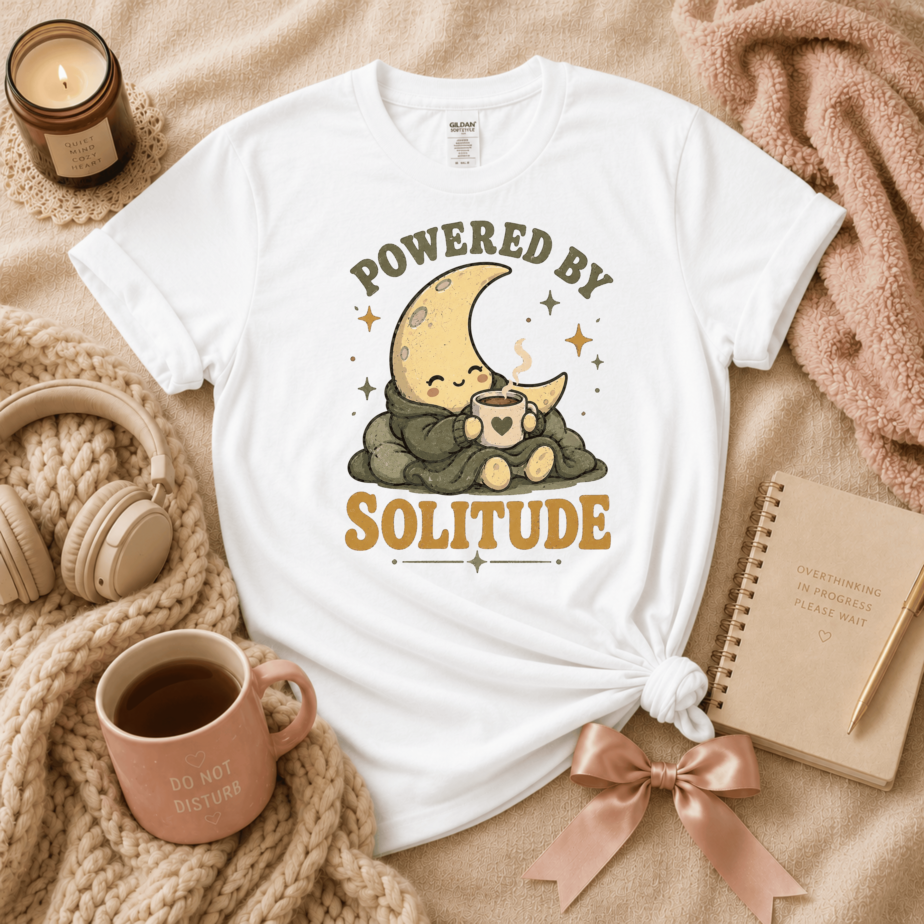 Powered By Solitude | Funny Introvert Graphic T-Shirt