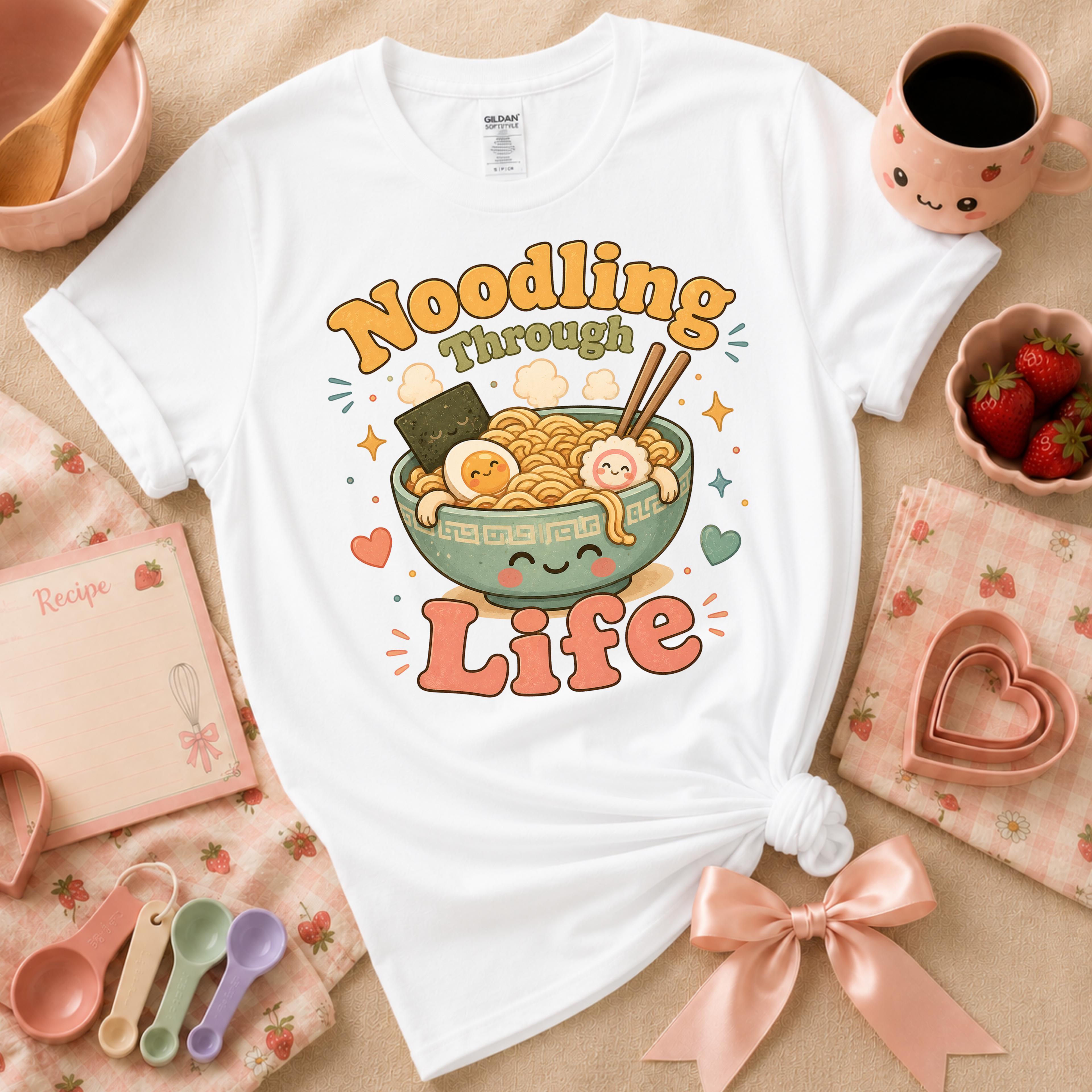 Noodling Through Life | Cute Food Graphic T-Shirt