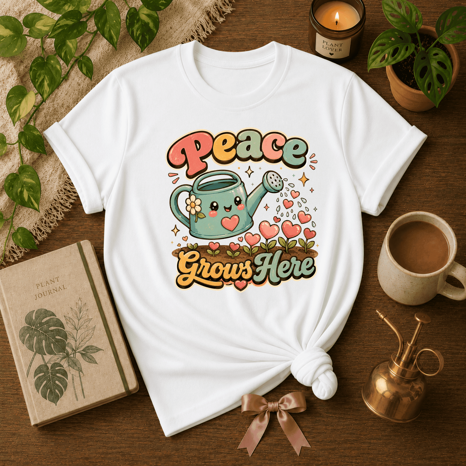 Peace Grows Here | Plant Lover Graphic T-Shirt