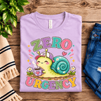Zero Urgency Premium T-Shirt in lilac, folded close-up